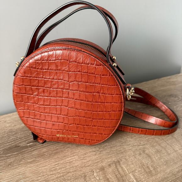 Rebecca Minkoff Round Jody Crossbody Bag Purse Croc-Embossed Genuine Leather - Picture 11 of 11